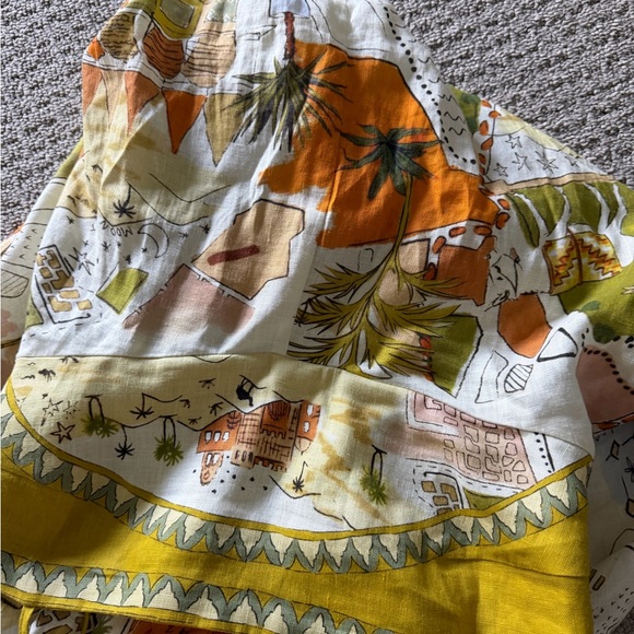 Alemais Printed Maxi Dress in Green, Peach and Cream ALÉMAIS BAZAAR SUNDRESS - Picture 4 of 6